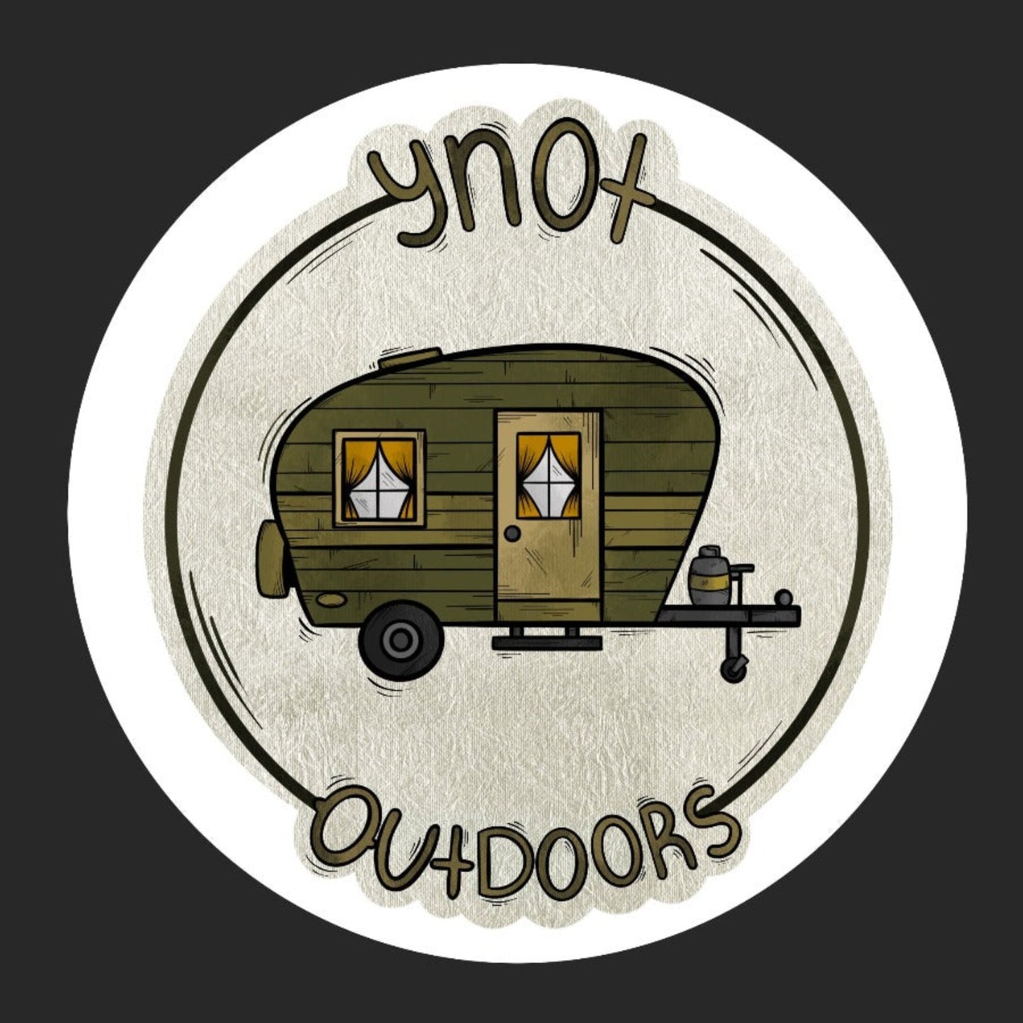 "Camper" Circle-Cut Sticker